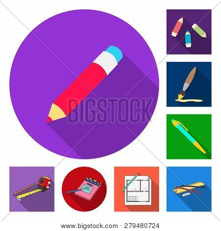 Vector Design Of Pencil And Sharpen Symbol. Set Of Pencil And Color Stock Symbol For Web.