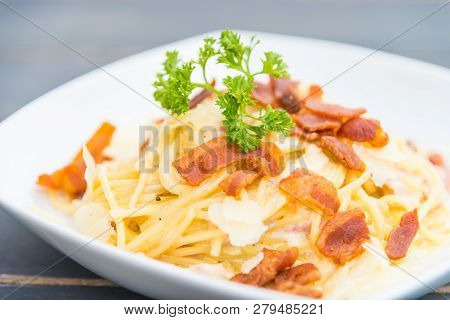Image Of Carbonara Spaghetti - Selective Focus Point