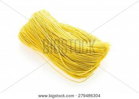 Dry Chinese Noodles Isolated On White Background