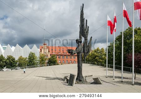 Szczecin, West Pomeranian / Poland - 2018: Angel Freedom - The Monument Of December 1970 Victims