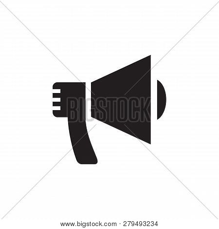 Loudspeaker - Black Icon On White Background Vector Illustration. Advertising Promotion Information 