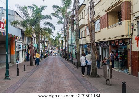 Manizales, Colombia - September 5, 2015: Street In Downtown Manizales, City In Colombian Coffee Zone