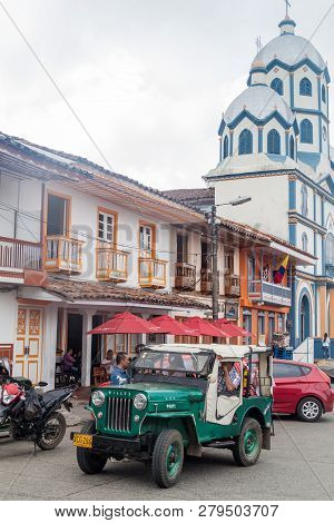 Filandia, Colombia - September 7, 2015: Willys Jeeps Are An Important Part Of Rural Transportation I