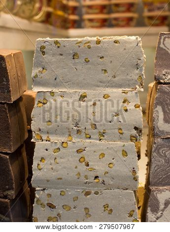 Traditional Eastern Halvah  A Sweet Confection Made With Tahini Sesame Paste
