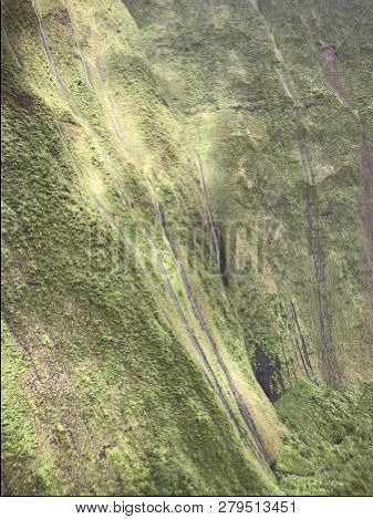 Mountain Tears Seen From A Helicopter In Kauai