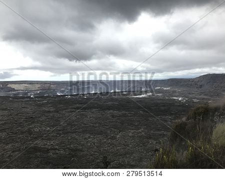Kilauea Crater At Volcanoes National Park On The Big Island