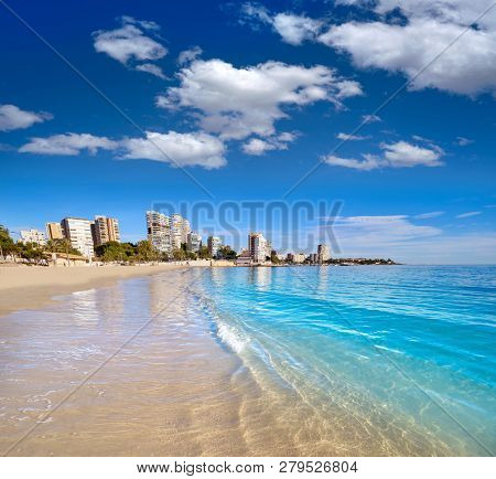 Albufereta beach of Alicante in Costa Blanca of Spain