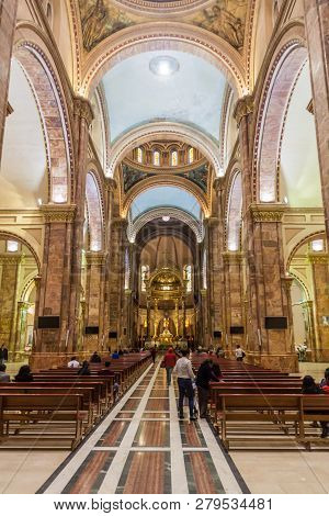 Cuenca, Ecuador - June 16, 2015: Interior Of New Cathedral Catedral De La Inmaculada Concepcion , Cu
