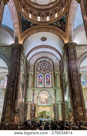 Cuenca, Ecuador - June 17, 2015: Interior Of New Cathedral Catedral De La Inmaculada Concepcion , Cu