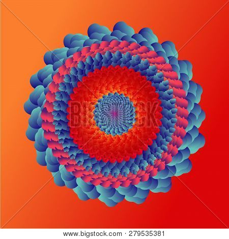 Hypnotic Abstract Illussion With Motion Effect. Swirl Spiral Shape With Vibrant Gradient. Vector Ill