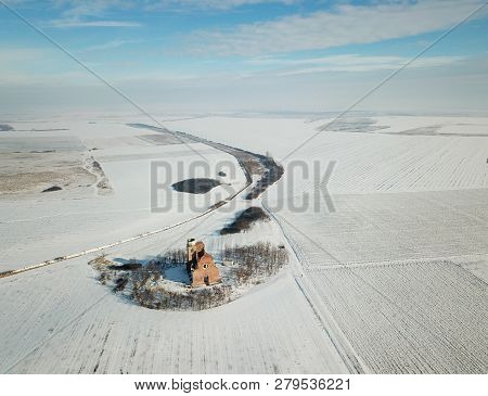 Air View The Ruins Of The Benedictine Monastery Of Araca In Winter