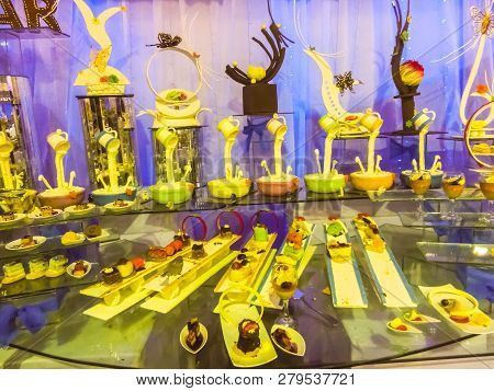 Sharm El Sheikh, Egypt - December 31, 2018: The Food In The Buffet Restaurant At Xperience Sea Breez