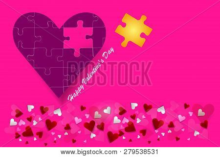 Valentine's Day Postcard As A Puzzle Pieces