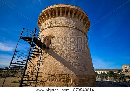 Campello Isleta or illeta Tower in Alicante of Spain