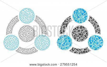 Mesh Vector Collaboration With Flat Mosaic Icon Isolated On A White Background. Abstract Lines, Tria