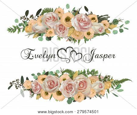Vector Floral Bouquet Design Set, Green Forest Leaf, Brunia, Fern, Branches Boxwood, Buxus, Eucalypt