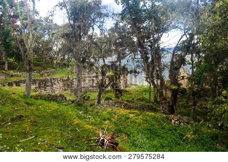 Kuelap, Ruined Citadel City Of Chachapoyas Cloud Forest Culture In Mountains Of Northern Peru.