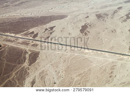 Aerial View Of Panamericana Highway Near Nazca, Peru