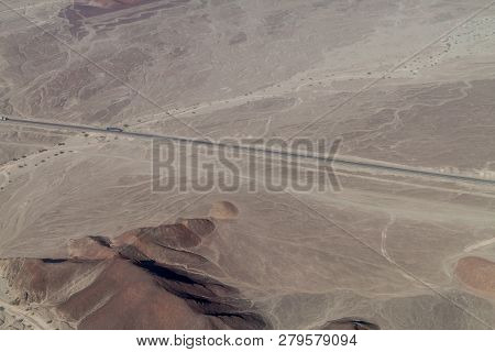 Aerial View Of Panamericana Highway Near Nazca, Peru