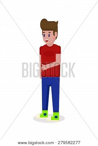 Vector Illustration Of A Teenager Boy In A Flat Style On A White Background