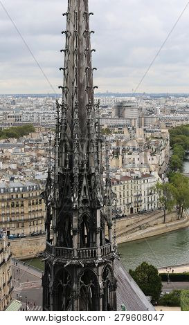 Bell Tower Of Notre Dame And Panoramic View Of Paris France