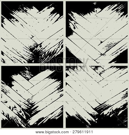 Set Of Grunge Parquet Texture On A Coloreed Background