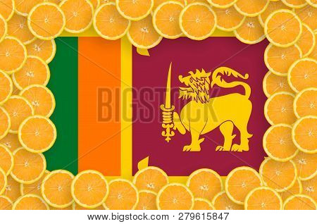 Sri Lanka Flag  In Fresh Citrus Fruit Slices Frame