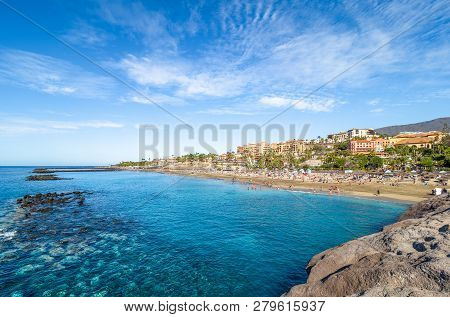 Landscape With El Duque Beach At Costa Adeje. Tenerife, Canary Islands, Spain
