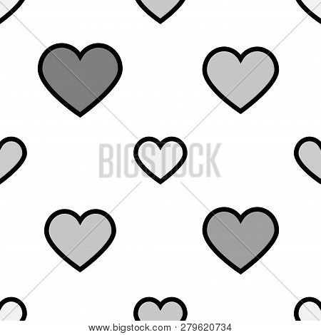 Pattern Of Grey Hearts Isolated On White Background