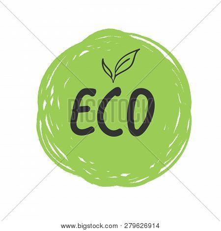 Vector Logo . Eco, Leaf. Unique Global And Natural, Organic Logotype Design Template. Brush Letterin