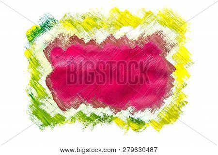 Abstraction For The Background, Rectangular Pattern Of Multicolored Paints On A White Isolated Backg