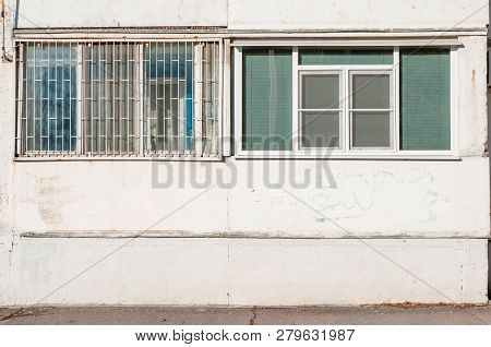 Autumn Morning, White And Old House Facade