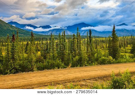 Amazing View Of Landscape Mountain In Alaska. Indescribable Beauty Of Nature!