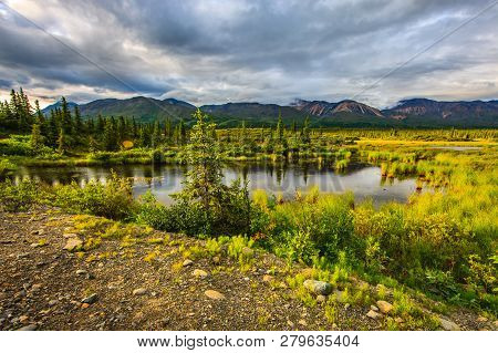 Amazing View Of Landscape Mountain In Alaska. Indescribable Beauty Of Nature!