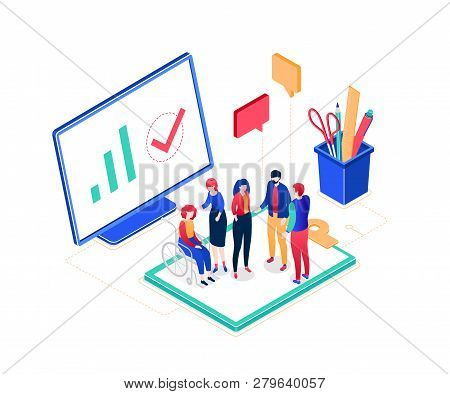 Business Meeting - Modern Colorful Isometric Vector Illustration