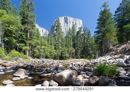 Typical View Of The Yosemite National Park - El Capitan, Tunnel View, Bridalveil Fall, Half Done