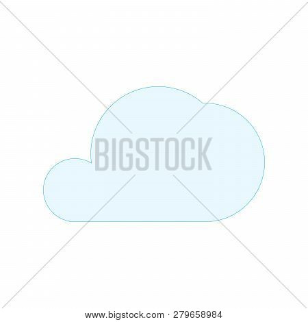 Simple Blue Cloud Shape Symbol. Vector Illustration Isolated On White