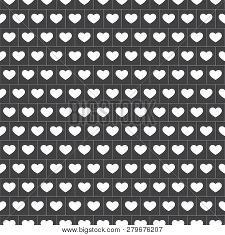 Vector - Seamless Gingham Pattern With Hearts In White