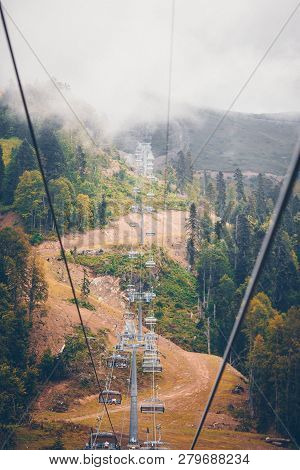 Ropeway On Top Roza Peak. Sochi, Krasnodar Krai, Russia