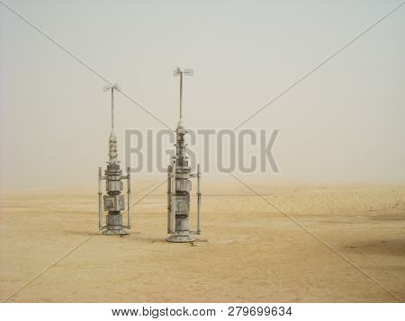 Tozeur, Tunisia - April 18, 2018: Set For The Star Wars Movie Still Stands In The Tunisian Desert Ne