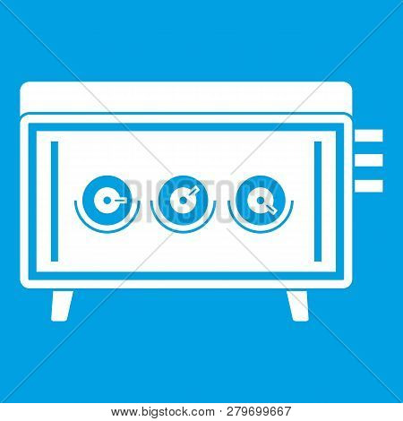 Cd Changer Icon White Isolated On Blue Background Illustration