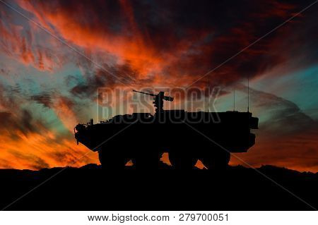 American Interim Armored Vehicle Silhouette / 3d Illustration