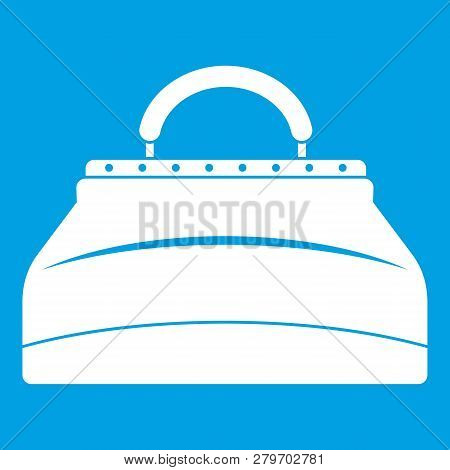 Carpetbag Icon White Isolated On Blue Background Illustration