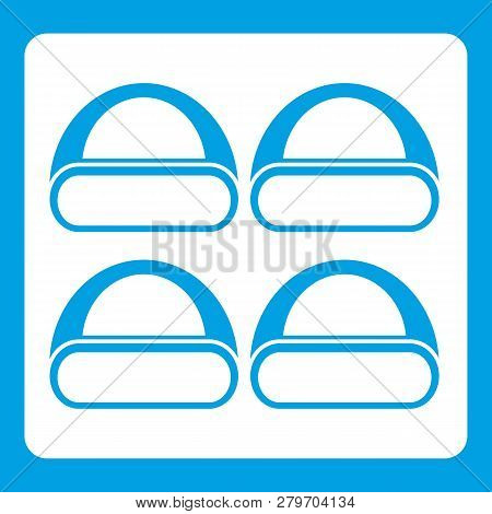 Different Sushi Icon White Isolated On Blue Background Illustration