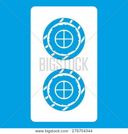 Fish Roll Icon White Isolated On Blue Background Illustration
