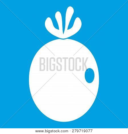 Feijoa Fruit Icon White Isolated On Blue Background Illustration