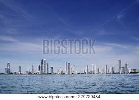 Cityscape of modern Cartagena, famous resort in Colombia, South America