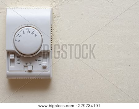 Temperature Controller On White Background Viewed From The Front Stock Photo