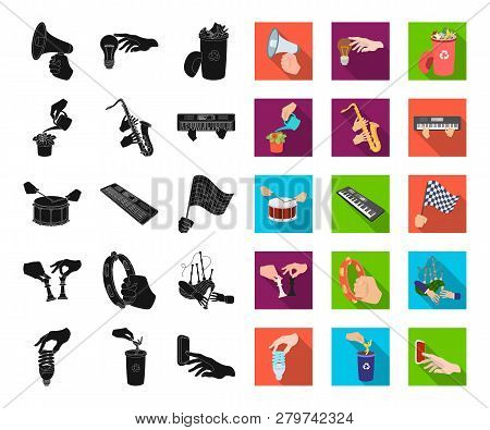 Manipulation By Hands Black, Flat Icons In Set Collection For Design. Hand Movement Vector Symbol St