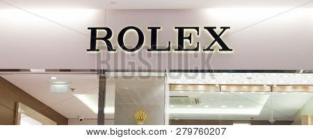 Paris, France - November Circa, 2018. Rolex Front Store In The Mall Of Airport. This Company Is A Sw